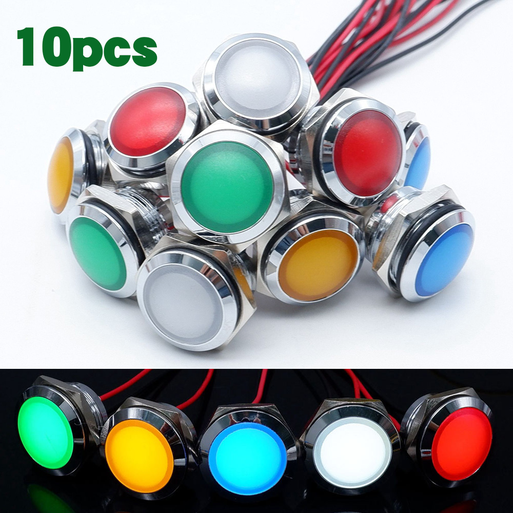 10pcs 12/16/19/22mm Metal LED  - огляд і ціна Signal Panel Orange