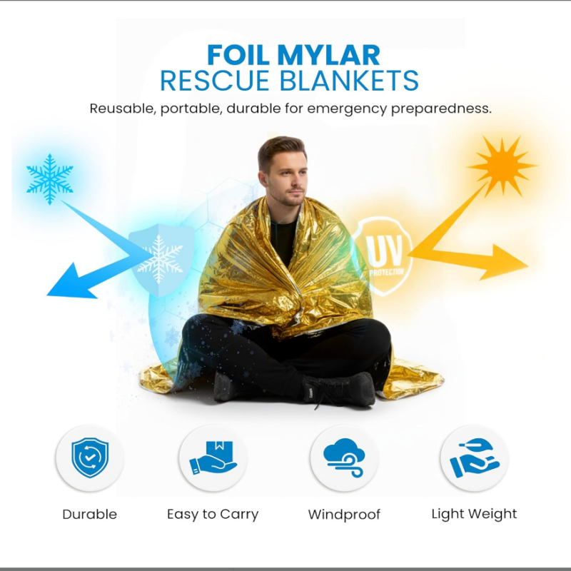 10 Pack Gold Reflective Emerge - огляд і ціна Survival Blanket Reflective