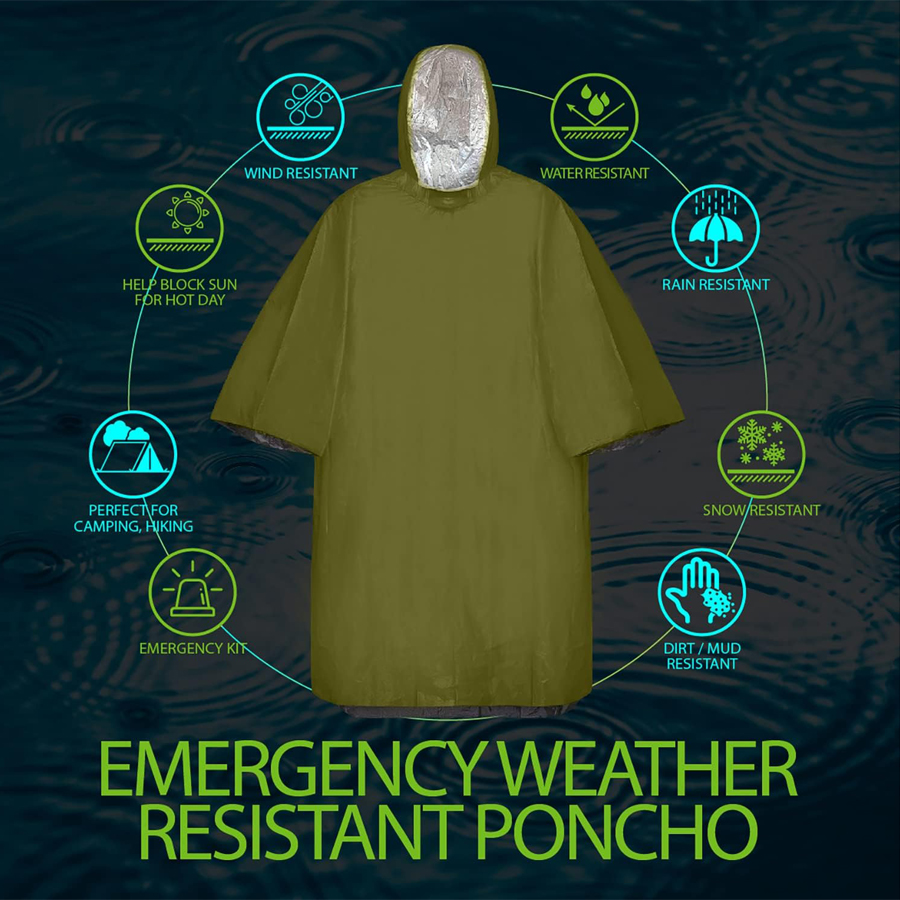 ZHUOHUA 5 Pack Emergency Survi - огляд і ціна Emergency Poncho Rain